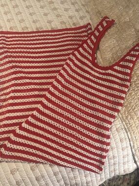 Target Red and White Crochet Swim Coverup